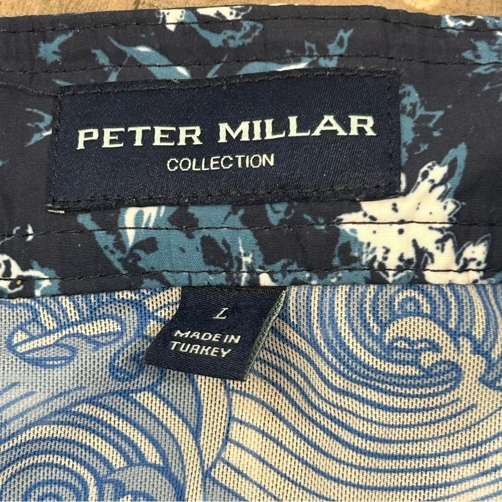 Peter Millar Swim Shorts/Trunks Mens Blue Lined Floral Bathing Suit EUC